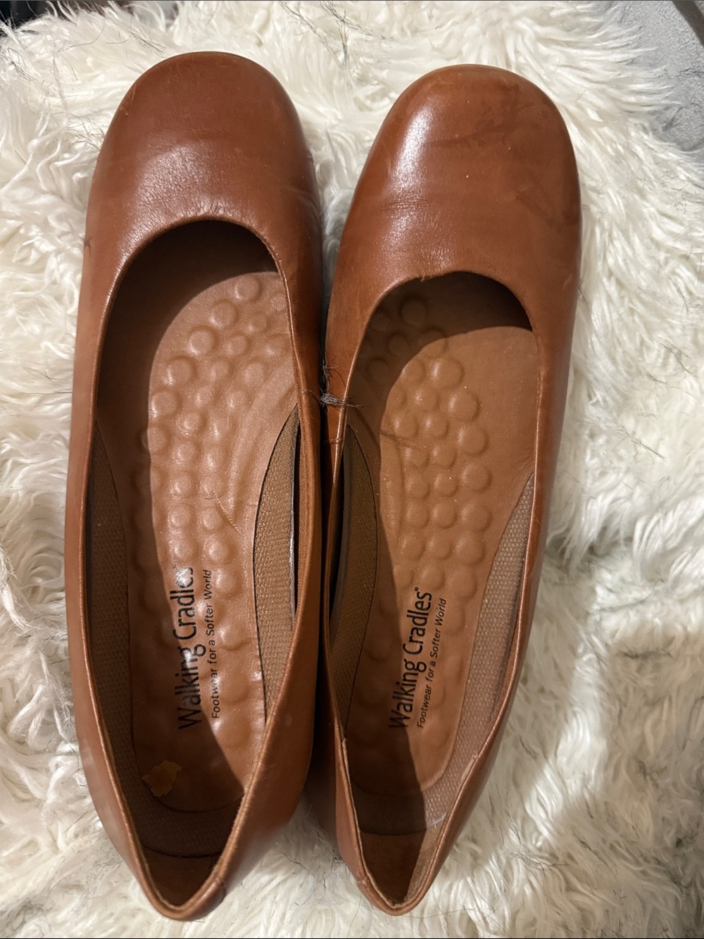 Walking Cradles Cognac Leather Ballet Flats. Like New!